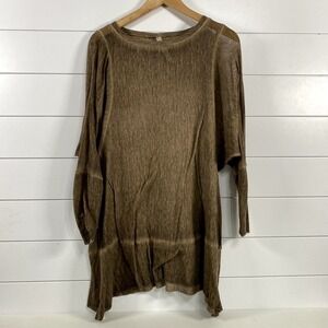 Cynthia Ashby Womens Sheer Long Sleeve Oversized Shirt size XL Brown Whimsigoth